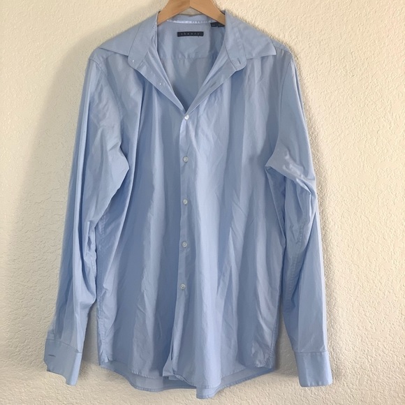 Theory | Blue button down cotton shirt men’s size large - Picture 5 of 16
